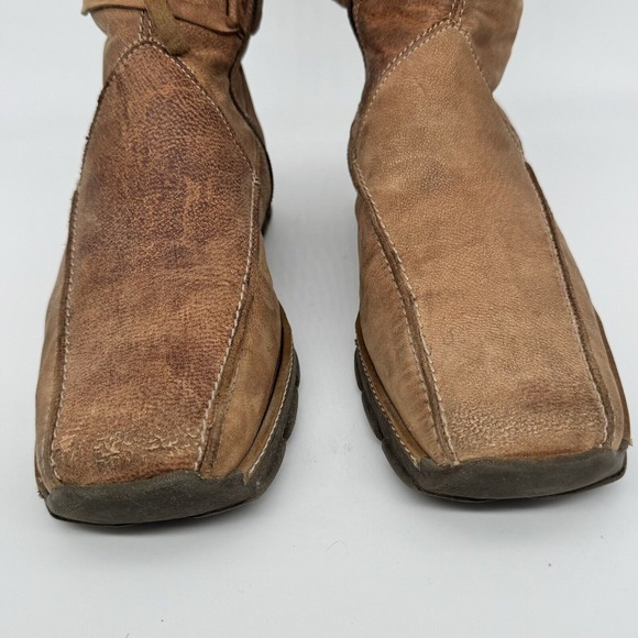 Mod Brev Women's 39‎ Boot Genuine Italian Leather Fur Lined Long Square Toed Y2K - Picture 2 of 14